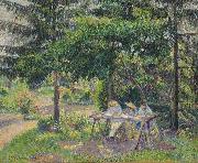 Enfants attables dans le jardin a Eragny,, Camille Pissarro